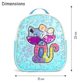 Eazy Kids-Sequin School Backpack-Cat Green