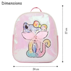 Eazy Kids-Sequin School Backpack-Cat Pink