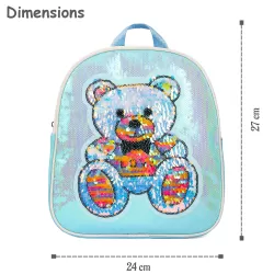 Eazy Kids-Sequin School Backpack-Teddy Green