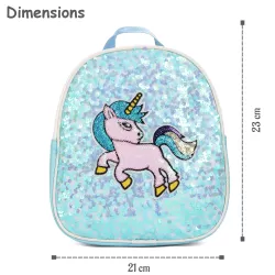 Eazy Kids Sequin School Backpack - Unicorn Green