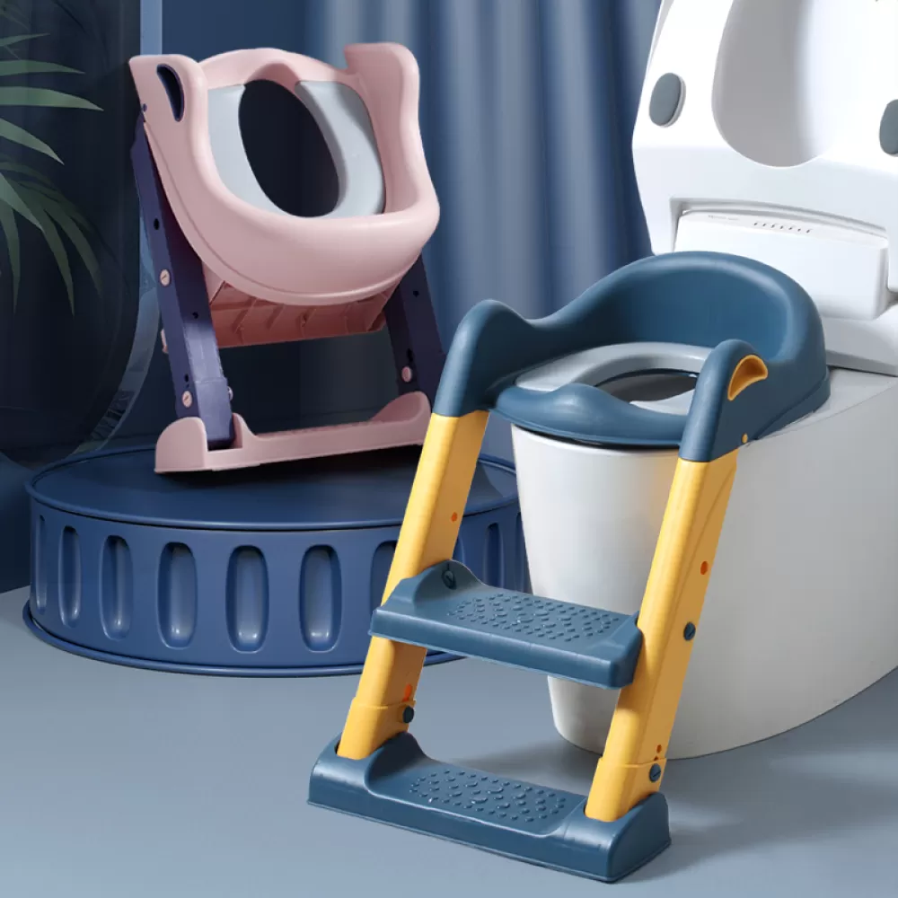 Eazy Kids Step Stool Foldable Potty Trainer Seat - Yellow Blue