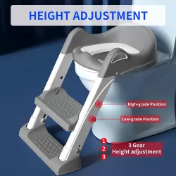 Eazy Kids Step Stool Foldable Potty Trainer Seat - Grey