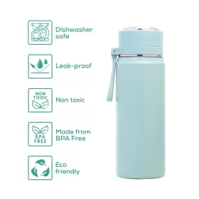 Eazy Kids Double Wall Insulated Sports Water Bottle - Green, 450ml