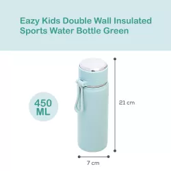 Eazy Kids Double Wall Insulated Sports Water Bottle - Green, 450ml