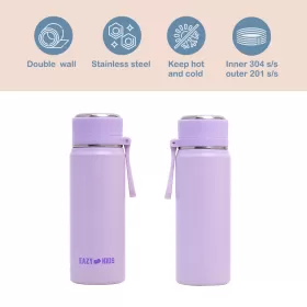 Eazy Kids Double Wall Insulated Sports Water Bottle - Purple, 450ml