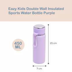 Eazy Kids Double Wall Insulated Sports Water Bottle - Purple, 450ml