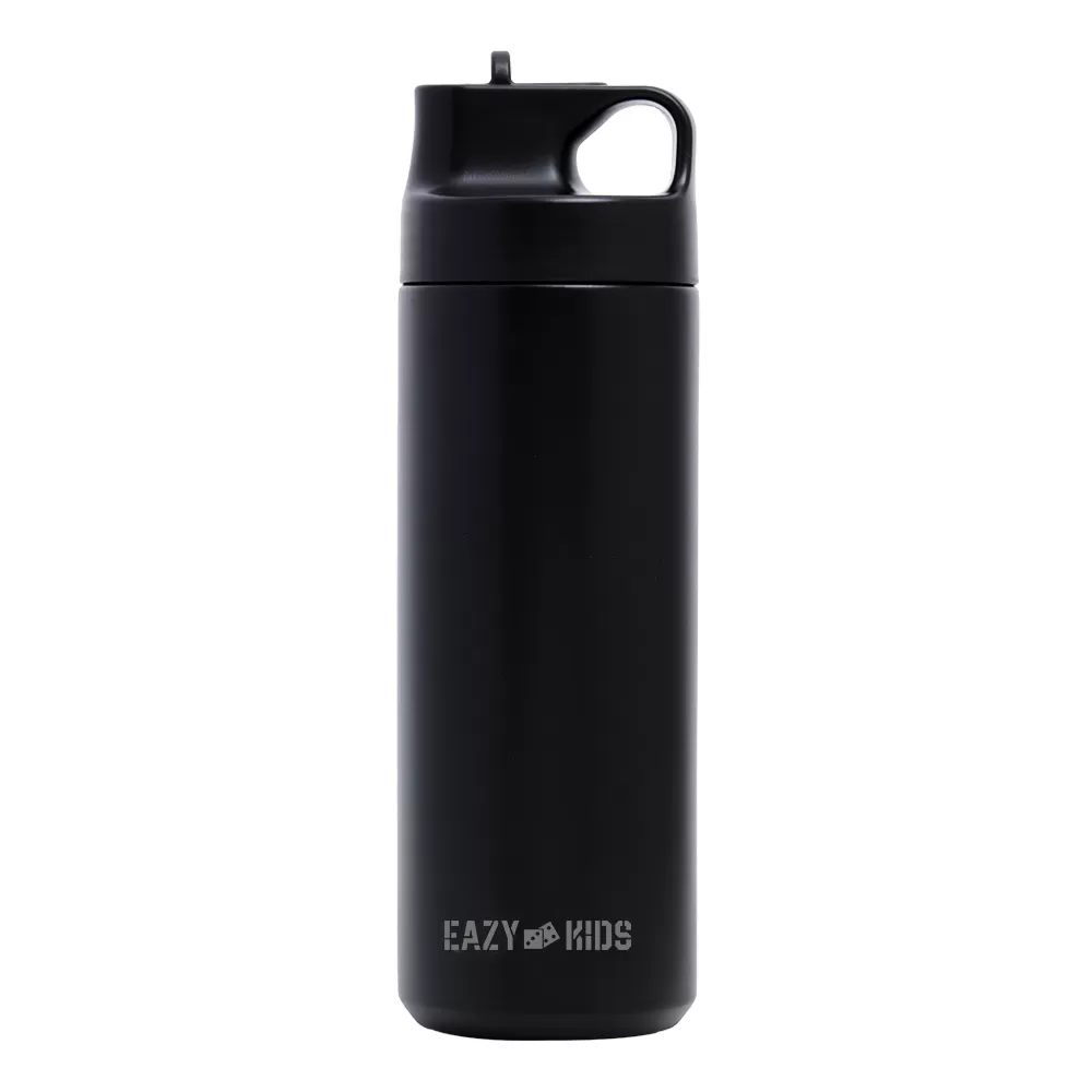 Eazy Kids Double Wall Insulated Sports Water Bottle - Black, 550ml