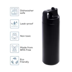 Eazy Kids Double Wall Insulated Sports Water Bottle - Black, 550ml