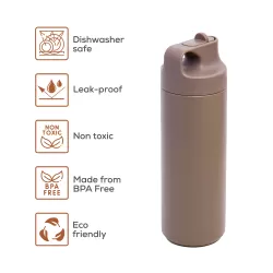 Eazy Kids Double Wall Insulated Sports Water Bottle - Khaki, 550ml