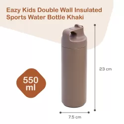 Eazy Kids Double Wall Insulated Sports Water Bottle - Khaki, 550ml