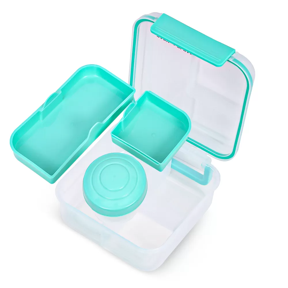 Eazy Kids 3/4/5 Compartment Convertible 1250ml Bento Lunch Box with 150ml Gravy Bowl - Green