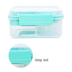 Eazy Kids 3/4/5 Compartment Convertible 1250ml Bento Lunch Box with 150ml Gravy Bowl - Green