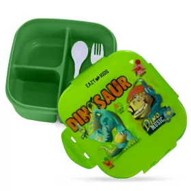 Eazy Kids Square 1000ml Bento Lunch Box Dino - Green