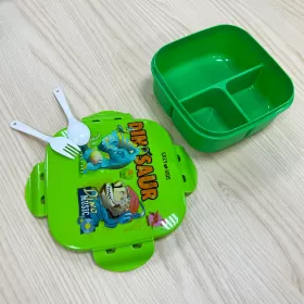 Eazy Kids Square 1000ml Bento Lunch Box Dino - Green