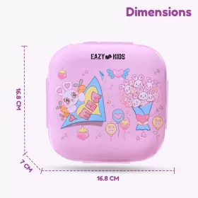 Eazy Kids Square 1000ml Bento Lunch Box - Love Pink