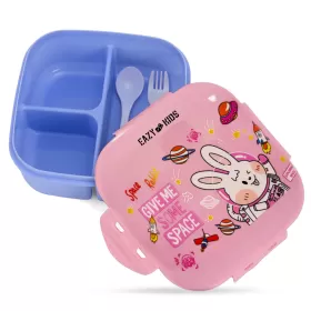 Eazy Kids Square 1000ml Bento Lunch Box - Rabbit Pink