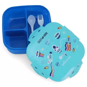 Eazy Kids Square Bento Lunch Box - Space Blue