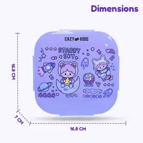 Eazy Kids Square 1000ml Bento Lunch Box - Star and Sky Purple