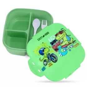 Eazy Kids Square 1000ml Bento Lunch Box T-Rex - Green