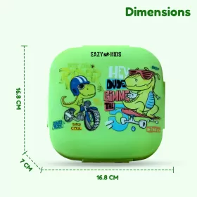 Eazy Kids Square 1000ml Bento Lunch Box T-Rex - Green