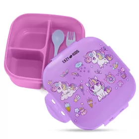 Eazy Kids Square 1000ml Bento Lunch Box - Unicorn Purple