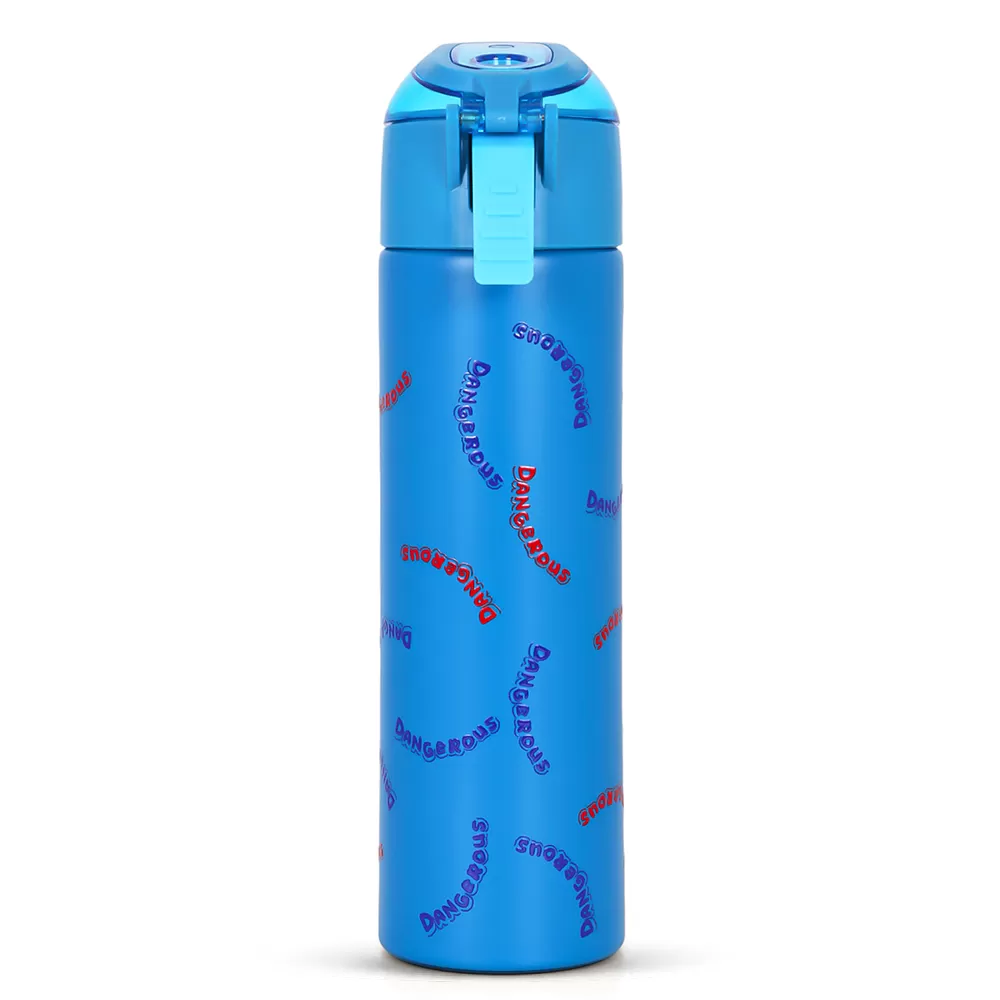 Eazy Kids Double Wall Insulated Steel Water Bottle with Spray Dinosaur Blue, 640ml