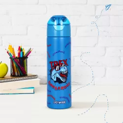 Eazy Kids Double Wall Insulated Steel Water Bottle with Spray Dinosaur Blue, 640ml