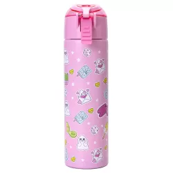 Eazy Kids Double Wall Insulated Steel Water Bottle with Spray Girl Power Pink, 640ml