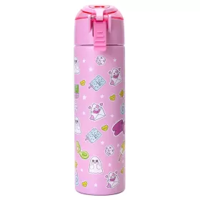 Eazy Kids Double Wall Insulated Steel Water Bottle with Spray Girl Power Pink, 640ml