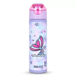 Eazy Kids Double Wall Insulated Steel Water Bottle with Spray Mermaid Pink, 640ml