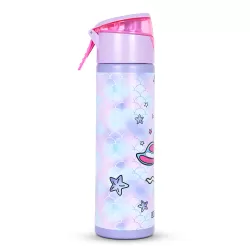 Eazy Kids Double Wall Insulated Steel Water Bottle with Spray Mermaid Pink, 640ml