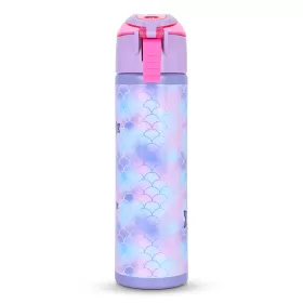 Eazy Kids Double Wall Insulated Steel Water Bottle with Spray Mermaid Pink, 640ml