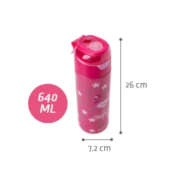 Eazy Kids Double Wall Insulated Steel Water Bottle with Spray Tropical Pink, 640ml