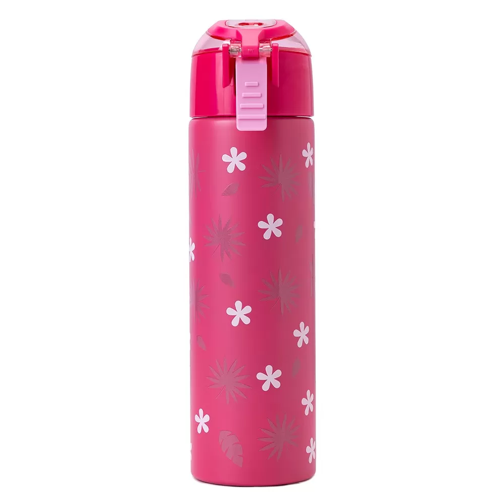 Eazy Kids Double Wall Insulated Steel Water Bottle with Spray Tropical Pink, 640ml