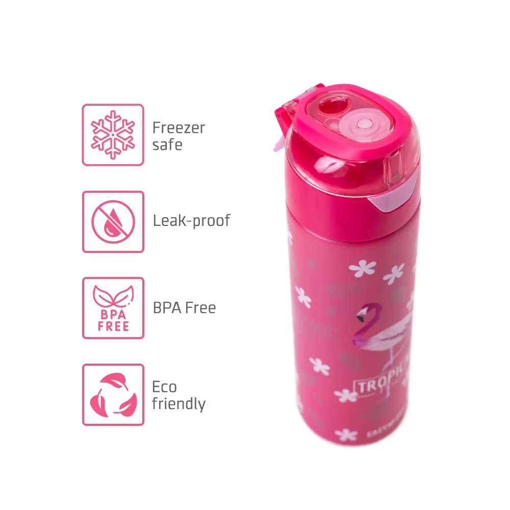 Eazy Kids Double Wall Insulated Steel Water Bottle with Spray Tropical Pink, 640ml