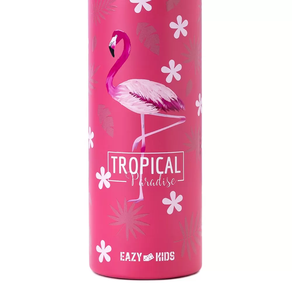 Eazy Kids Double Wall Insulated Steel Water Bottle with Spray Tropical Pink, 640ml