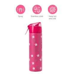 Eazy Kids Double Wall Insulated Steel Water Bottle with Spray Tropical Pink, 640ml