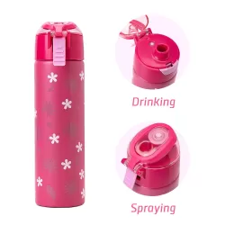 Eazy Kids Double Wall Insulated Steel Water Bottle with Spray Tropical Pink, 640ml