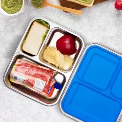 Eazy Kids 3 Compartment Bento Steel Lunch Box - Blue