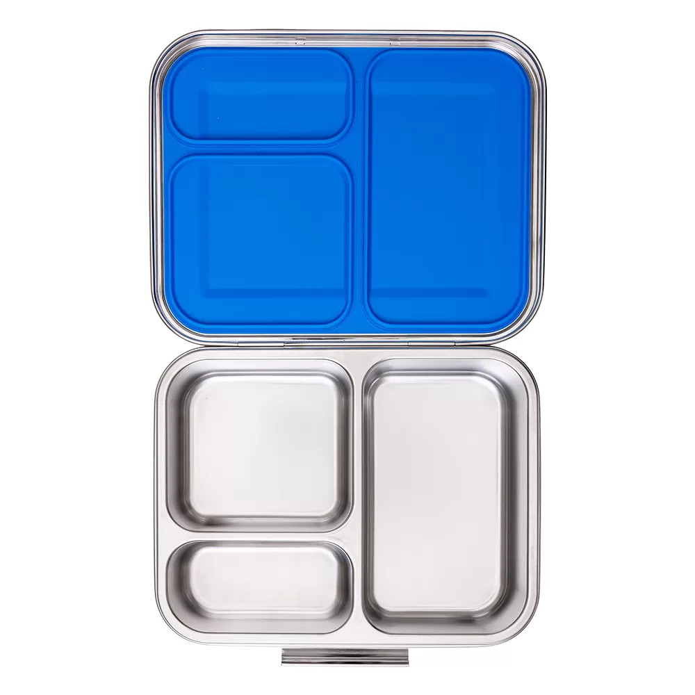 Eazy Kids 3 Compartment Bento Steel Lunch Box - Blue