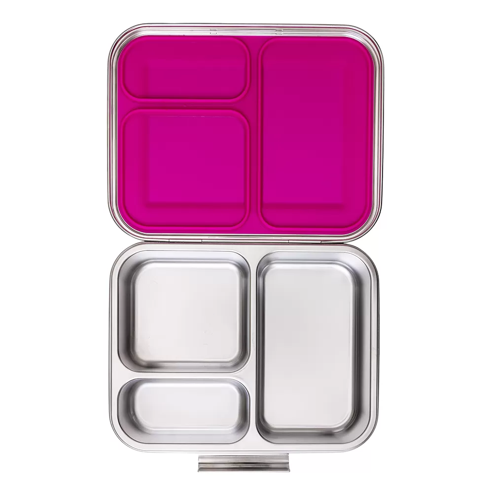 Eazy Kids 3 Compartment Bento Steel Lunch Box - Pink