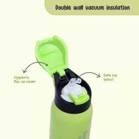 Eazy Kids Double Wall Insulated School Water Bottle - Green, 500ml