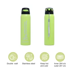 Eazy Kids Double Wall Insulated School Water Bottle - Green, 500ml