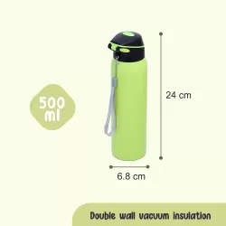 Eazy Kids Double Wall Insulated School Water Bottle - Green, 500ml