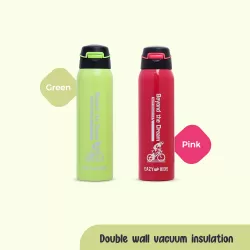 Eazy Kids Double Wall Insulated School Water Bottle - Green, 500ml