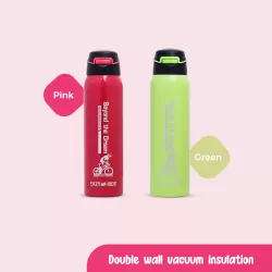 Eazy Kids Double Wall Insulated School Water Bottle - Pink, 500ml