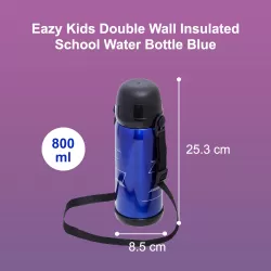 Eazy Kids Double Wall Insulated School Water Bottle - Blue, 800ml