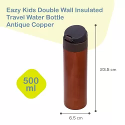 Eazy Kids Double Wall Insulated Travel Water Bottle - Antique Copper, 500ml