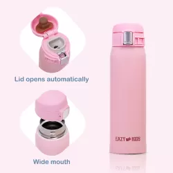 Eazy Kids Double Wall Insulated Travel Water Bottle - Pink, 500ml