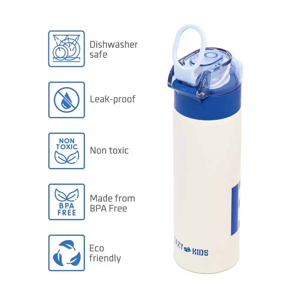 Eazy Kids Double Wall Insulated Travel Water Bottle - Blue, 550ml